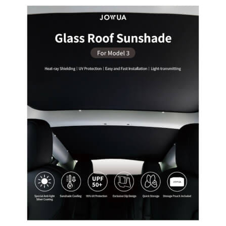 ม่านบังแดดหลังคา JOWUA GLASS ROOF SUNSHADE สำหรับ MODEL 3 HIGHLAND 2024 สีดำ_1
